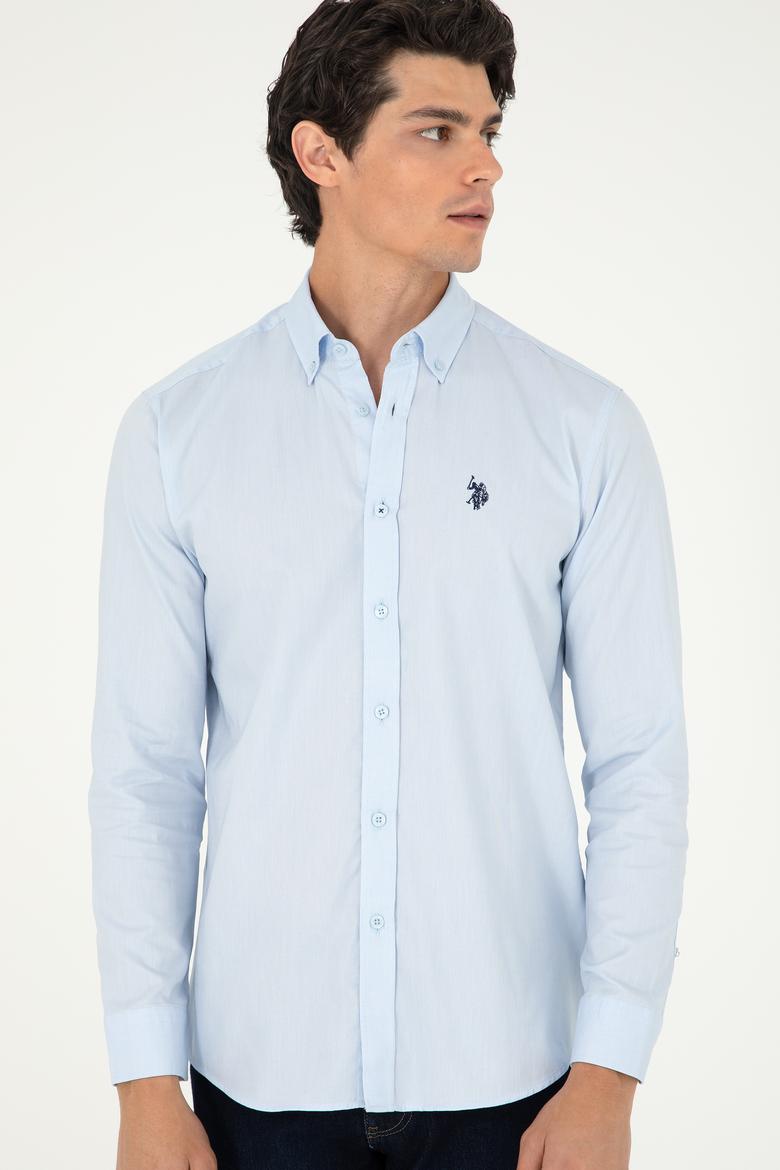 Erkek Açık Mavi Uzun Kollu Basic Gömlek - 50293949010