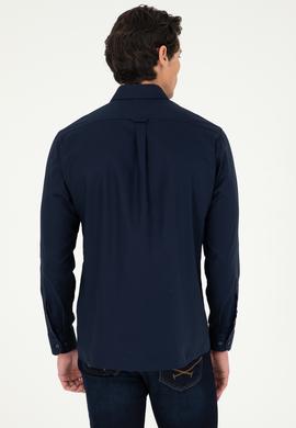 Erkek Lacivert Uzun Kollu Basic Gömlek - 50293949039