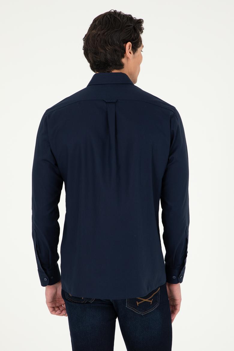 Erkek Lacivert Uzun Kollu Basic Gömlek - 50293949039