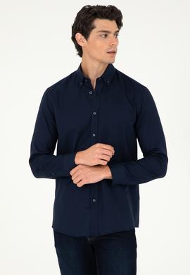 Erkek Lacivert Uzun Kollu Basic Gömlek - 50293949039