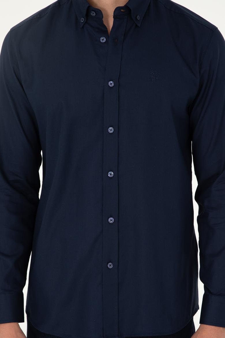 Erkek Lacivert Uzun Kollu Basic Gömlek - 50293949039