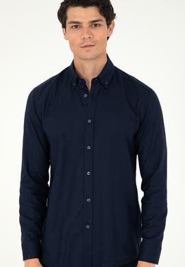 Erkek Lacivert Uzun Kollu Basic Gömlek - 50293949039