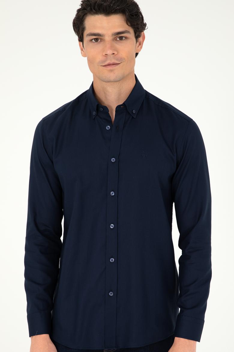 Erkek Lacivert Uzun Kollu Basic Gömlek - 50293949039