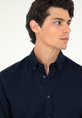 Erkek Lacivert Uzun Kollu Basic Gömlek - 50293949039