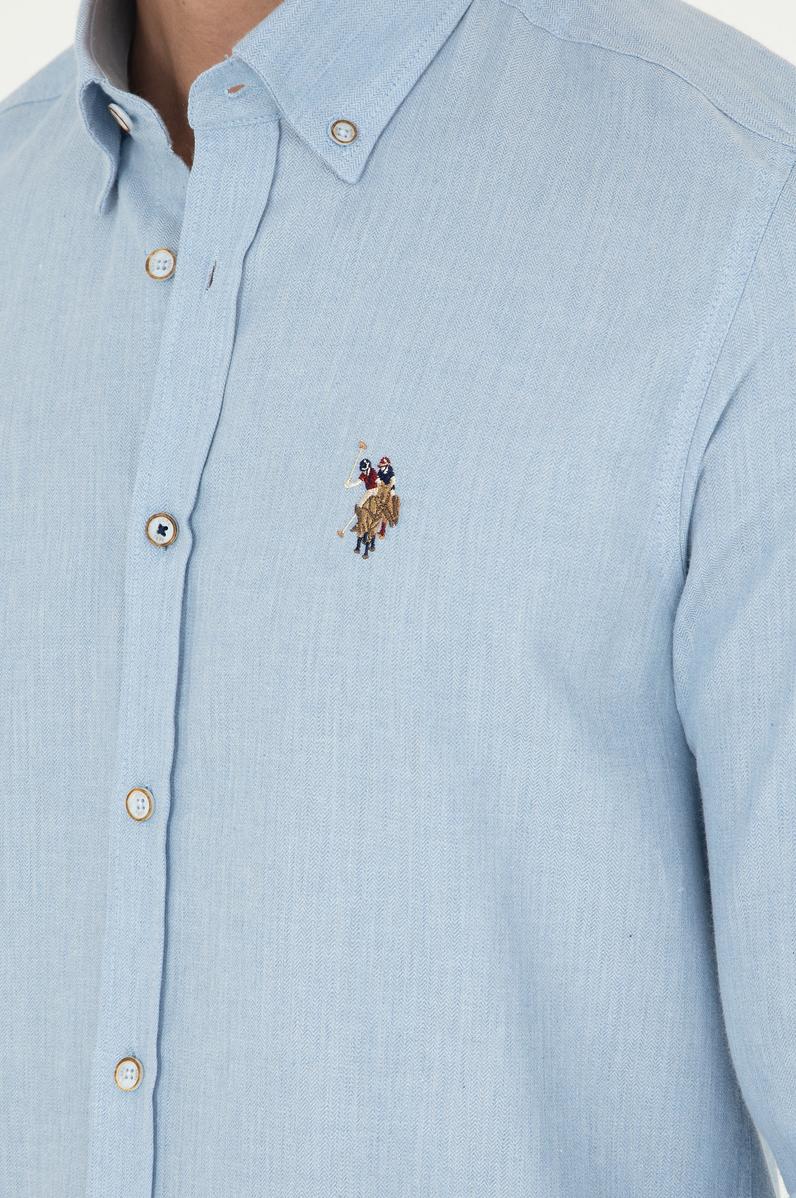 Erkek Açık Mavi Uzun Kollu Basic Gömlek