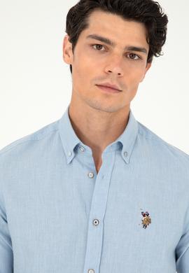 Erkek Açık Mavi Uzun Kollu Basic Gömlek - 50293980009