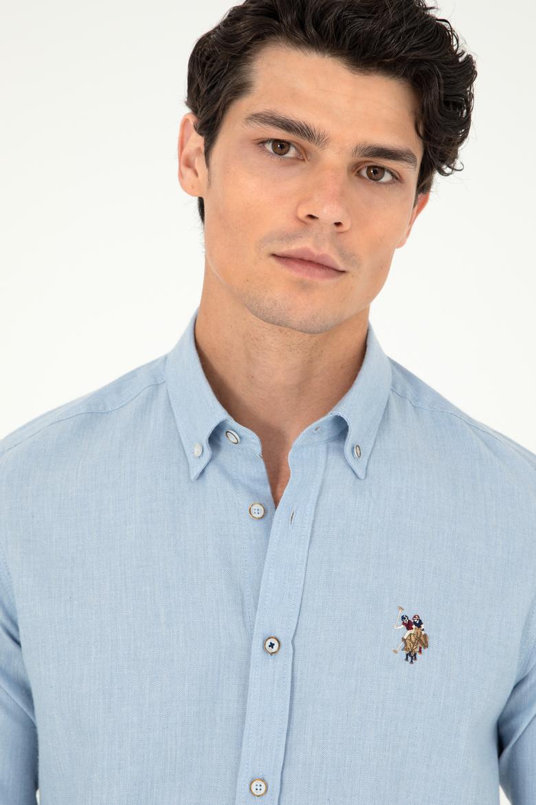 Erkek Açık Mavi Uzun Kollu Basic Gömlek - 50293980009