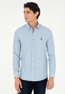 Erkek Açık Mavi Uzun Kollu Basic Gömlek - 50293980009