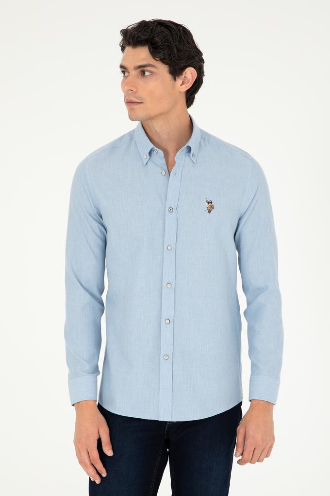 Erkek Açık Mavi Uzun Kollu Basic Gömlek