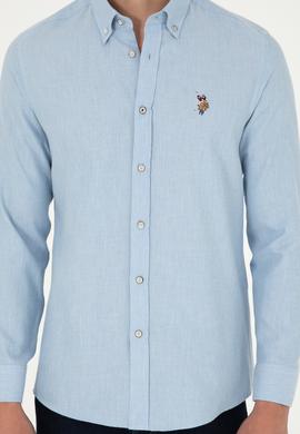 Erkek Açık Mavi Uzun Kollu Basic Gömlek - 50293980009