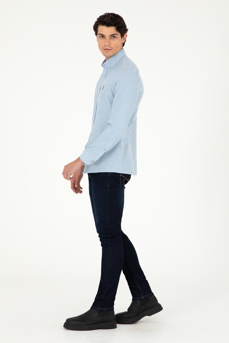 Erkek Açık Mavi Uzun Kollu Basic Gömlek - 50293980009