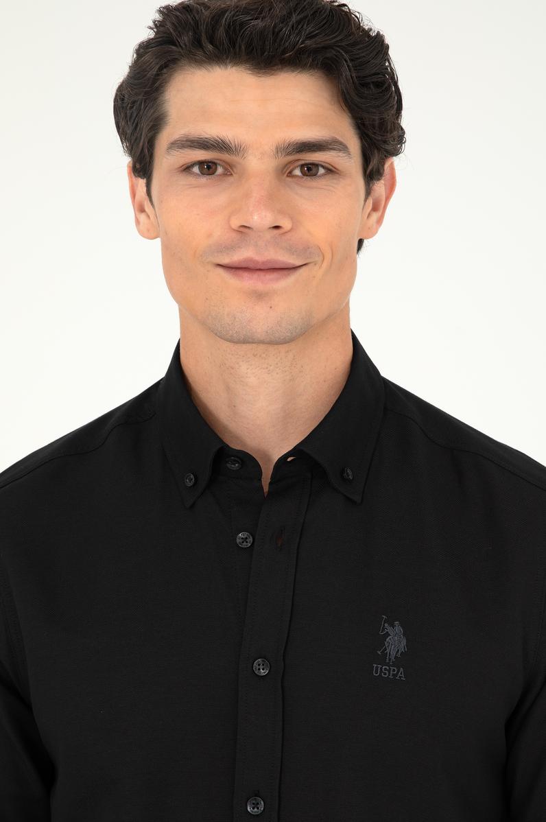 Erkek Siyah Uzun Kollu Basic Gömlek