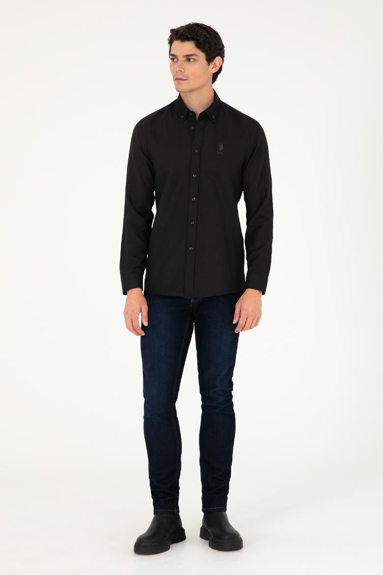 Erkek Siyah Uzun Kollu Basic Gömlek - 50295897063