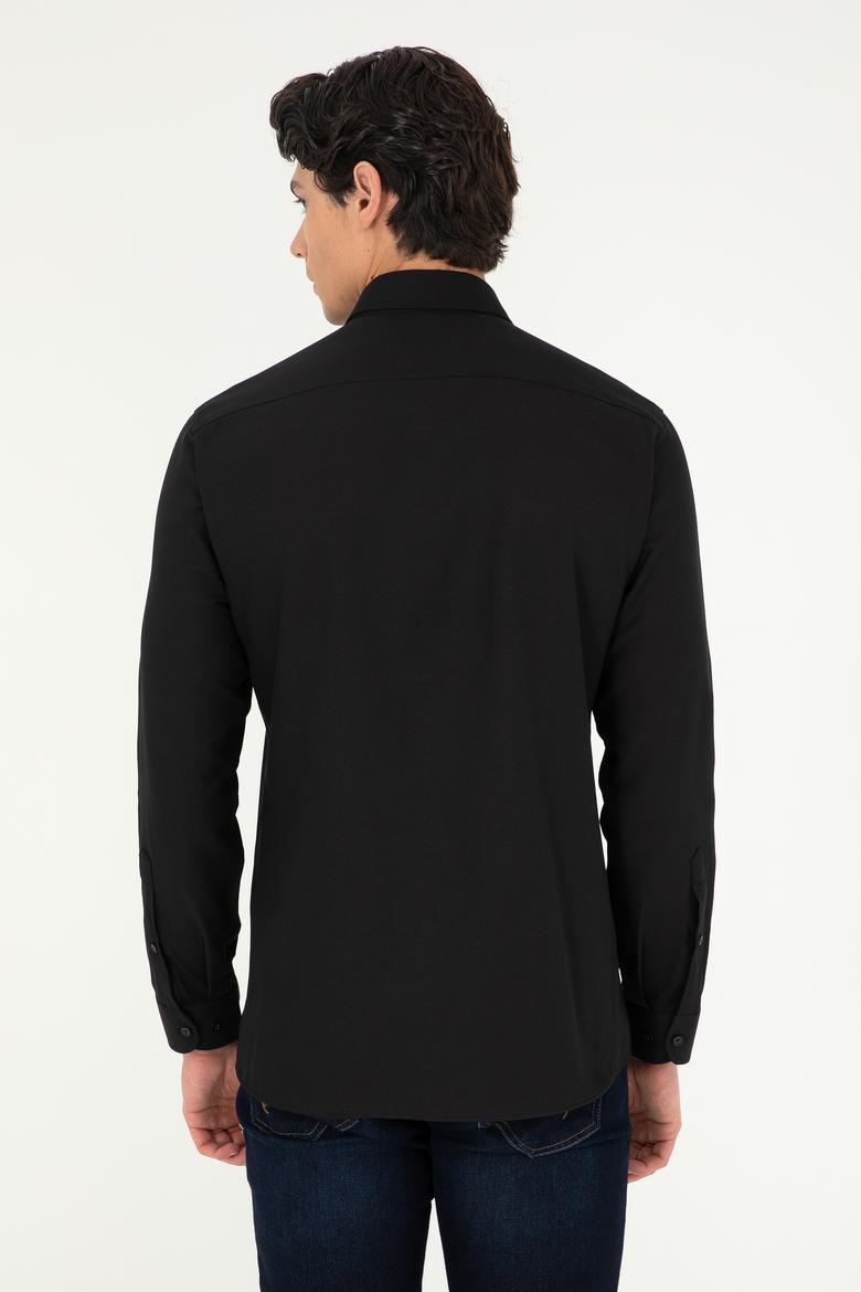Erkek Siyah Uzun Kollu Basic Gömlek - 50295897063