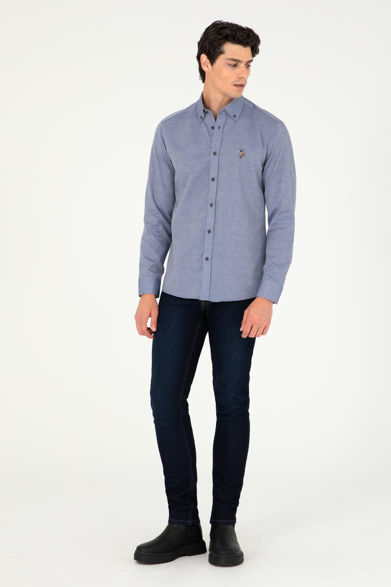 Erkek Lacivert Uzun Kollu Basic Gömlek - 50295675062