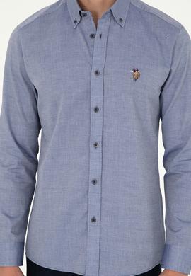 Erkek Lacivert Uzun Kollu Basic Gömlek - 50295675062