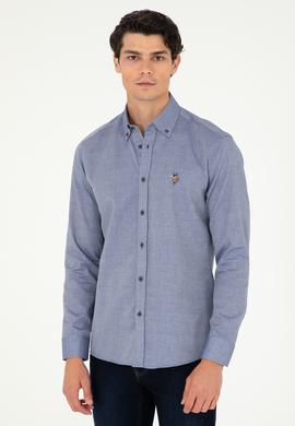 Erkek Lacivert Uzun Kollu Basic Gömlek - 50295675062