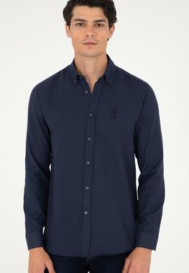 Erkek Lacivert Uzun Kollu Basic Gömlek - 50295897052