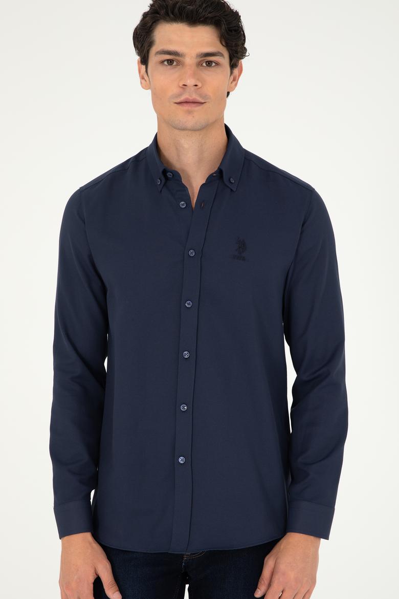 Erkek Lacivert Uzun Kollu Basic Gömlek - 50295897052