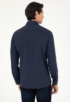 Erkek Lacivert Uzun Kollu Basic Gömlek - 50295897052