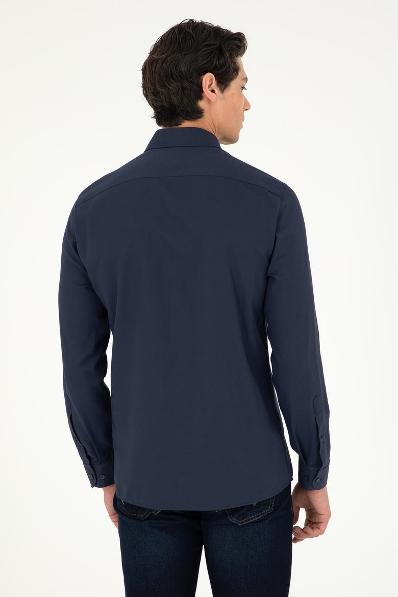 Erkek Lacivert Uzun Kollu Basic Gömlek - 50295897052