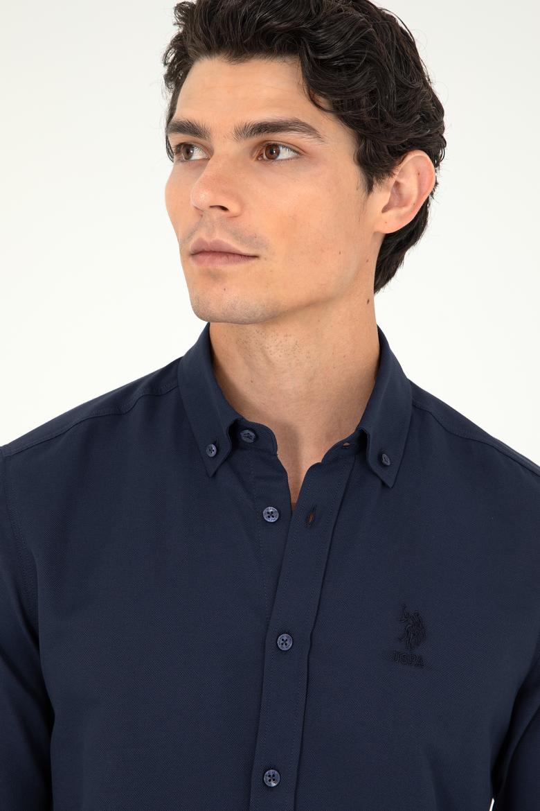 Erkek Lacivert Uzun Kollu Basic Gömlek - 50295897052