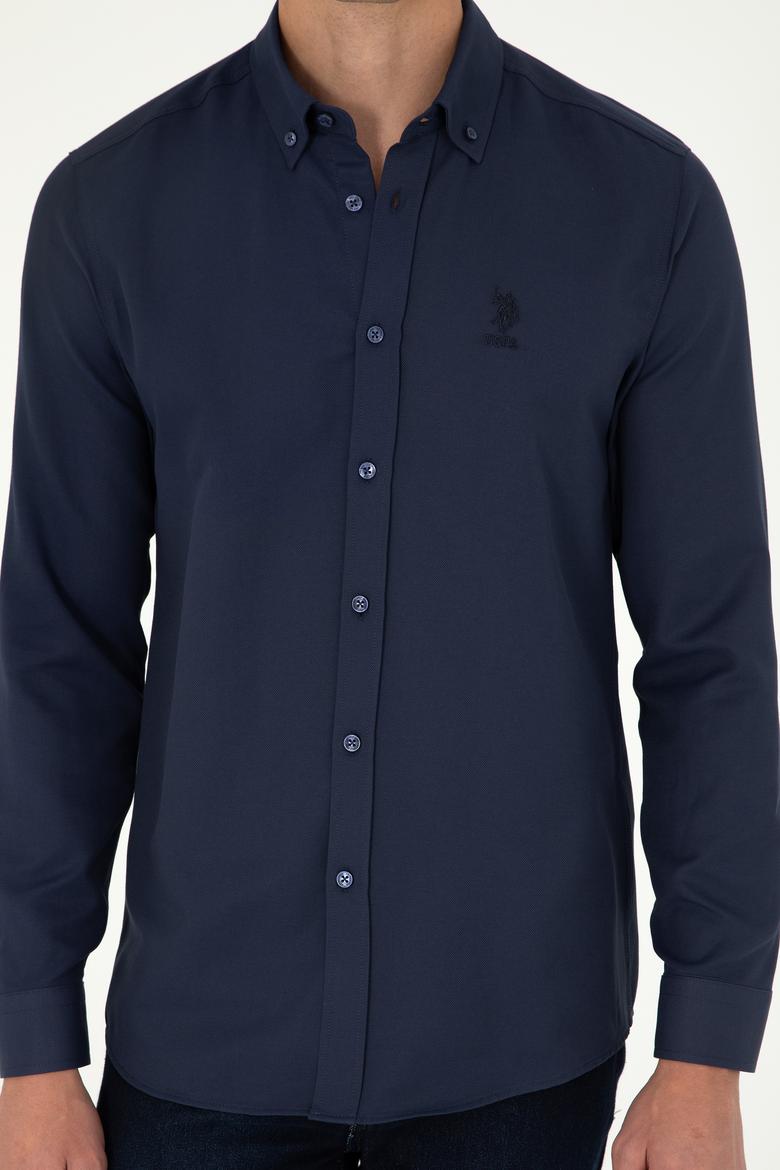 Erkek Lacivert Uzun Kollu Basic Gömlek - 50295897052