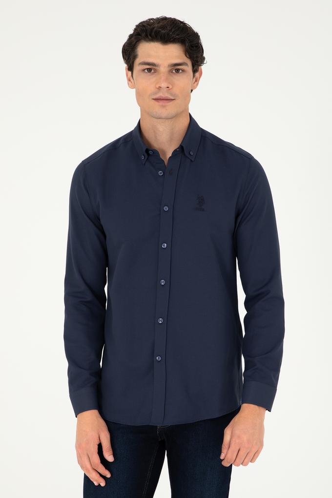 Erkek Lacivert Uzun Kollu Basic Gömlek