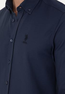 Erkek Lacivert Uzun Kollu Basic Gömlek - 50295897052