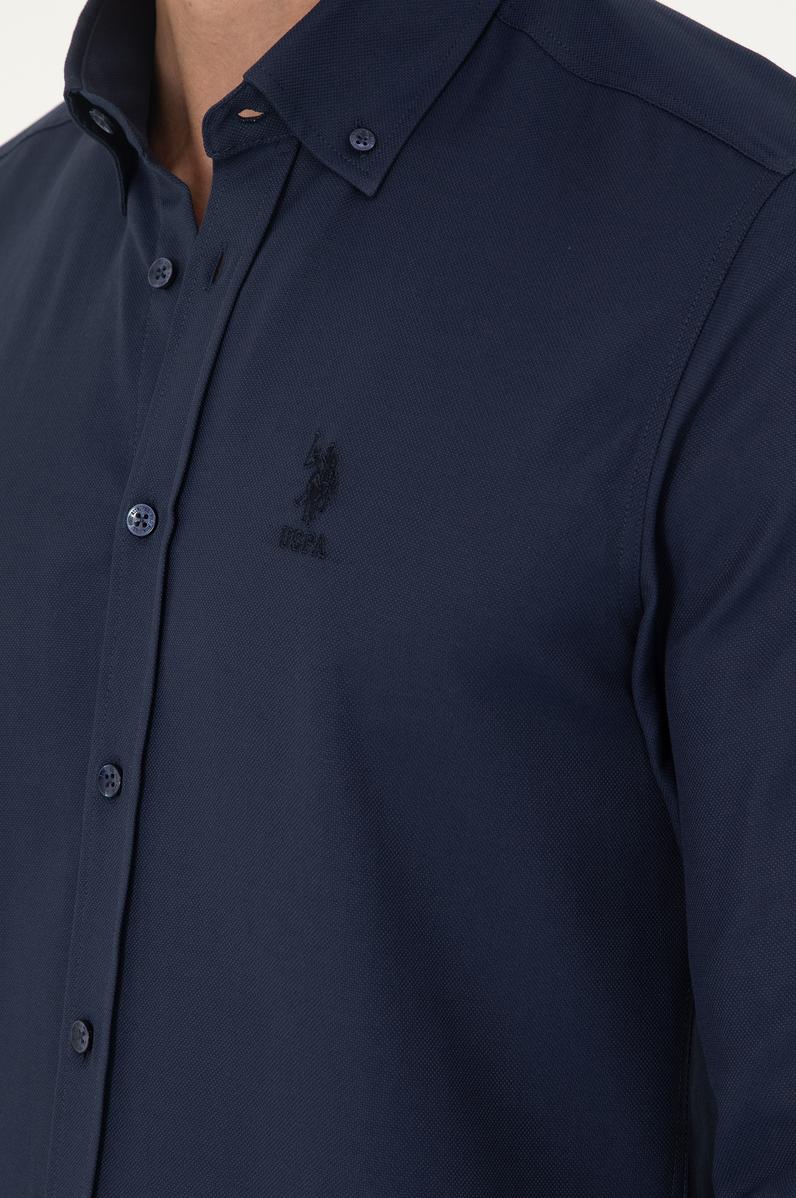 Erkek Lacivert Uzun Kollu Basic Gömlek