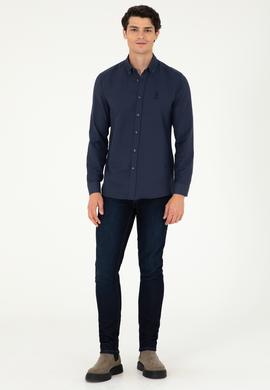 Erkek Lacivert Uzun Kollu Basic Gömlek - 50295897052