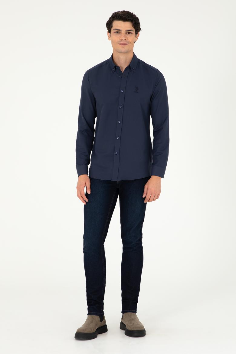 Erkek Lacivert Uzun Kollu Basic Gömlek - 50295897052