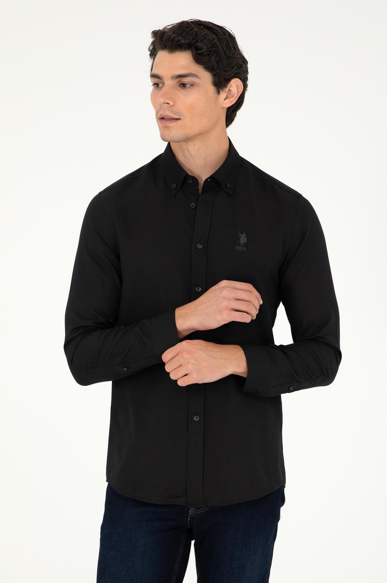 Erkek Siyah Uzun Kollu Basic Gömlek