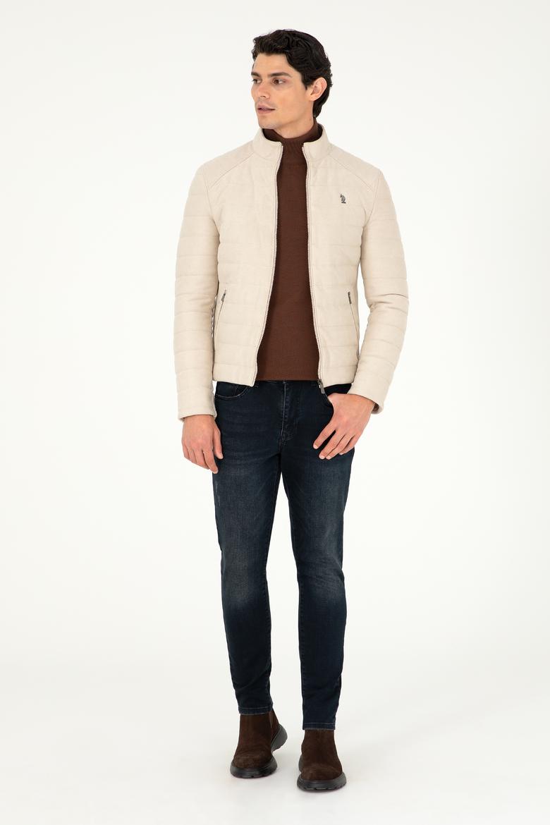 Erkek Bej Deri Ceket - 50297246024