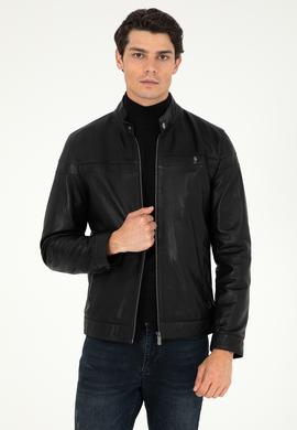 Erkek Siyah Deri Ceket - 50297187004
