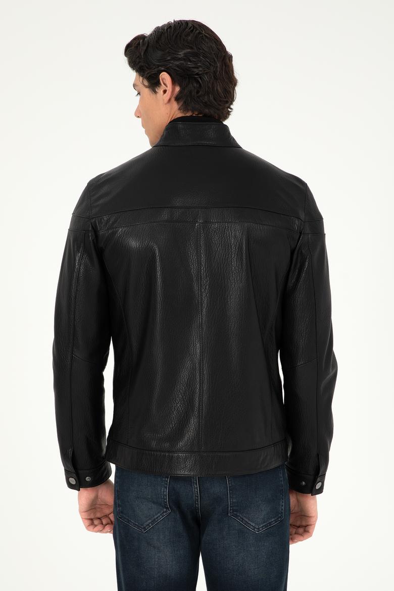 Erkek Siyah Deri Ceket - 50297187004