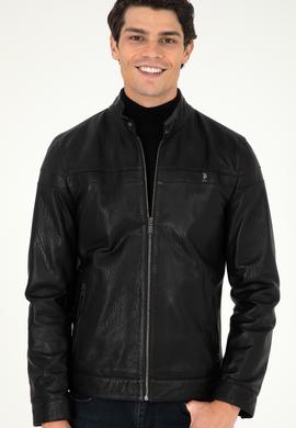 Erkek Siyah Deri Ceket - 50297187004