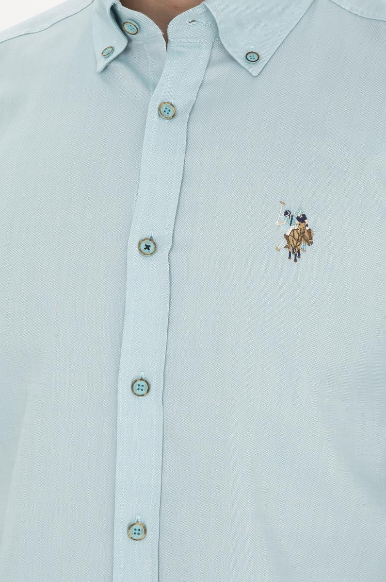 Erkek Mint Uzun Kollu Basic Gömlek