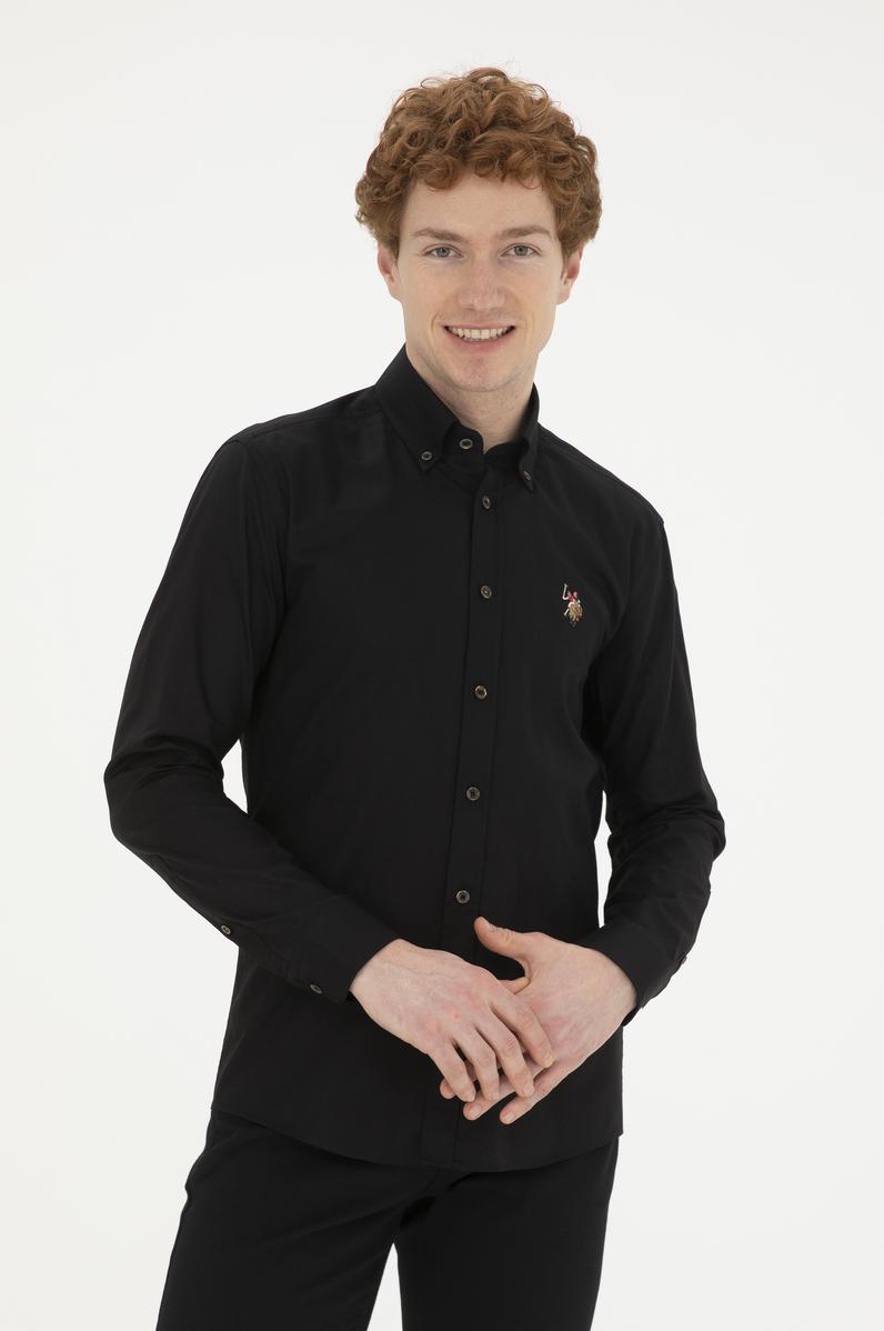 Erkek Siyah Uzun Kollu Basic Gömlek