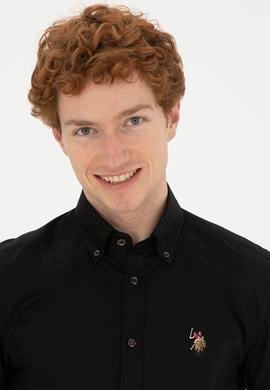 Erkek Siyah Uzun Kollu Basic Gömlek - 50281921043