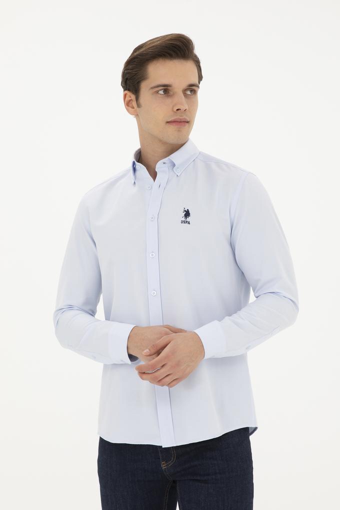 Erkek Açık Mavi Uzun Kollu Basic Gömlek