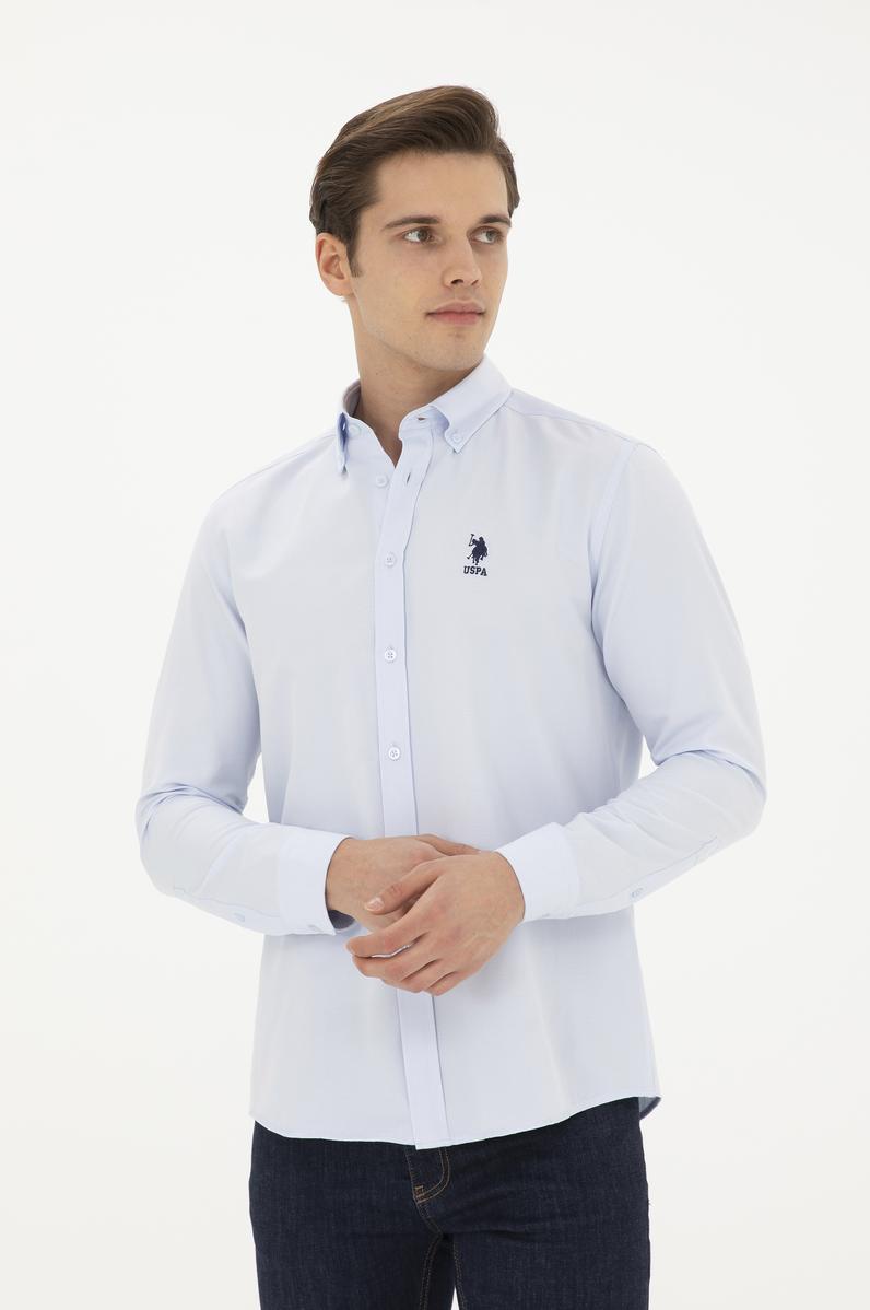 Erkek Açık Mavi Uzun Kollu Basic Gömlek