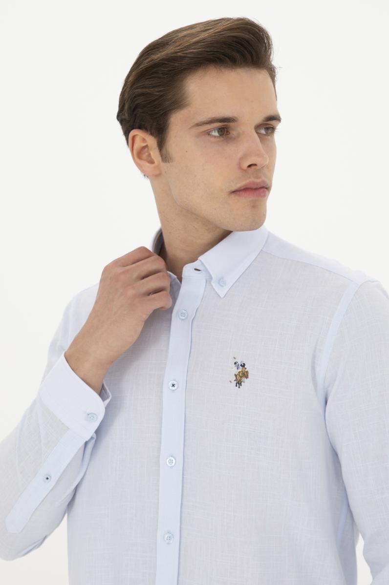 Erkek Açık Mavi Uzun Kollu Basic Gömlek