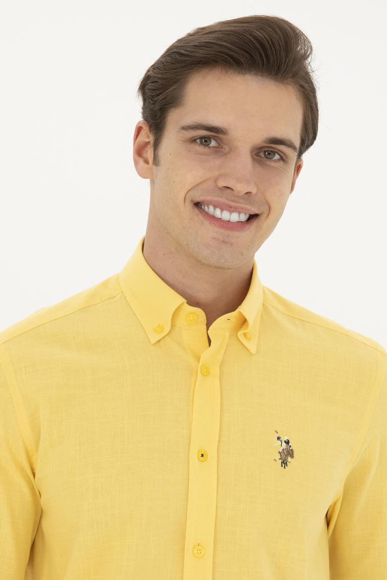 Erkek Sarı Uzun Kollu Basic Gömlek - 50282588007