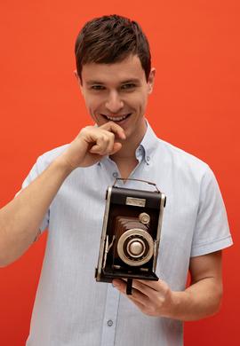 Erkek Açık Mavi Kısa Kollu Gömlek - 50282582039