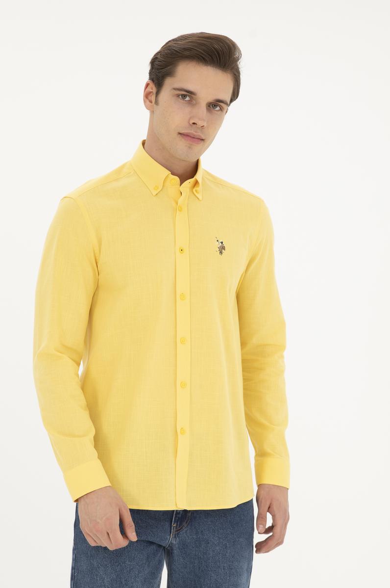 Erkek Sarı Uzun Kollu Basic Gömlek