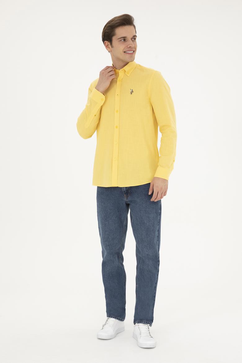 Erkek Sarı Uzun Kollu Basic Gömlek - 50282588007