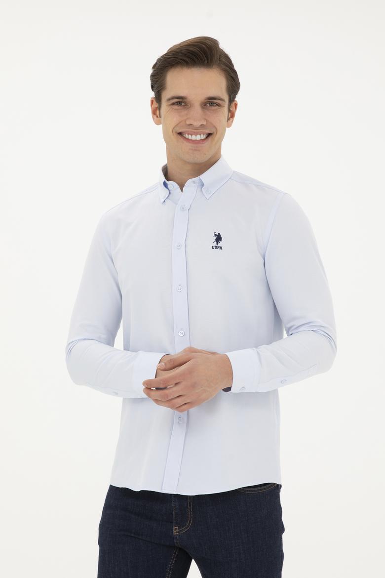 Erkek Açık Mavi Uzun Kollu Basic Gömlek