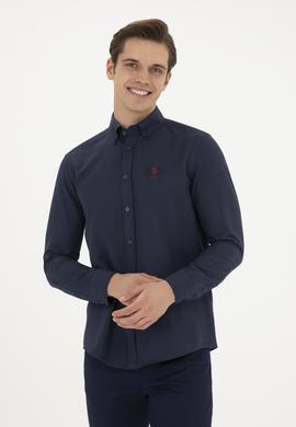 Erkek Lacivert Uzun Kollu Basic Gömlek - 50282589046