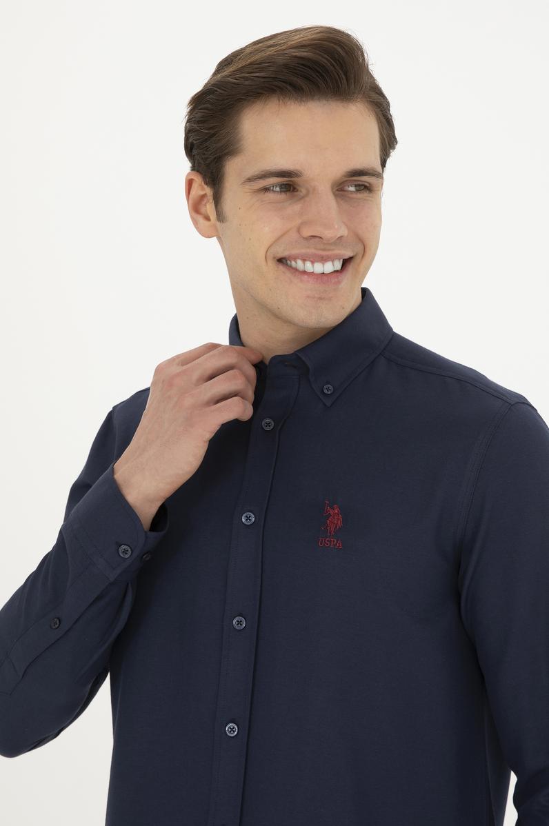 Erkek Lacivert Uzun Kollu Basic Gömlek